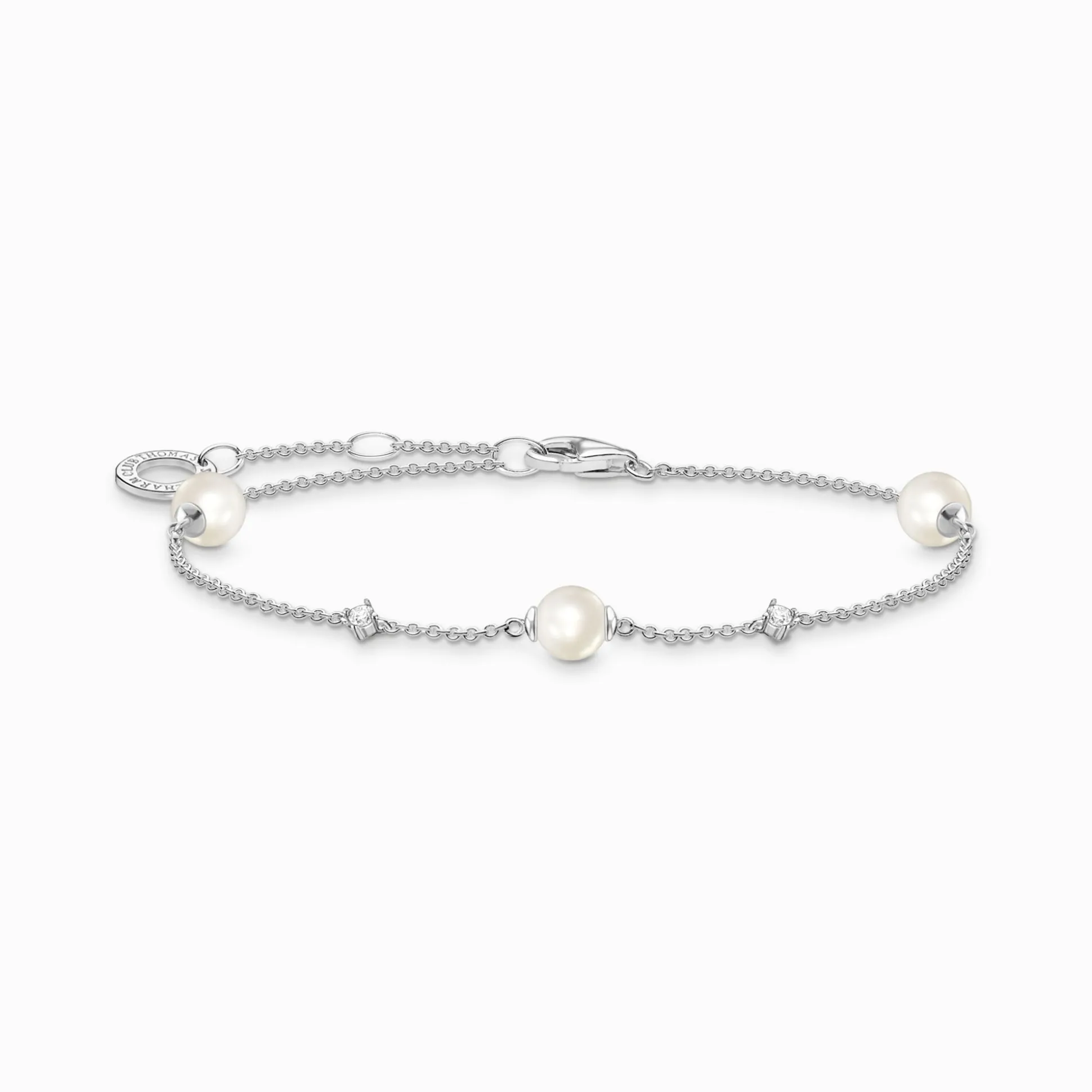 Cheap Armband Perlen mit weißen Steinen silber Damen Armbänder|925 Silber
