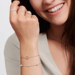 Cheap Armband Perlen mit weißen Steinen silber Damen Armbänder|925 Silber