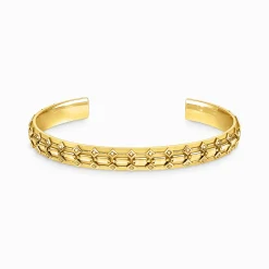 Best Armreif Krokodilpanzer breit vergoldet Damen Armreife|18K Vergoldung - 925 Silber