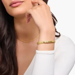 Best Armreif Krokodilpanzer breit vergoldet Damen Armreife|18K Vergoldung - 925 Silber