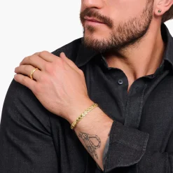 Best Armreif Krokodilpanzer breit vergoldet Damen Armreife|18K Vergoldung - 925 Silber