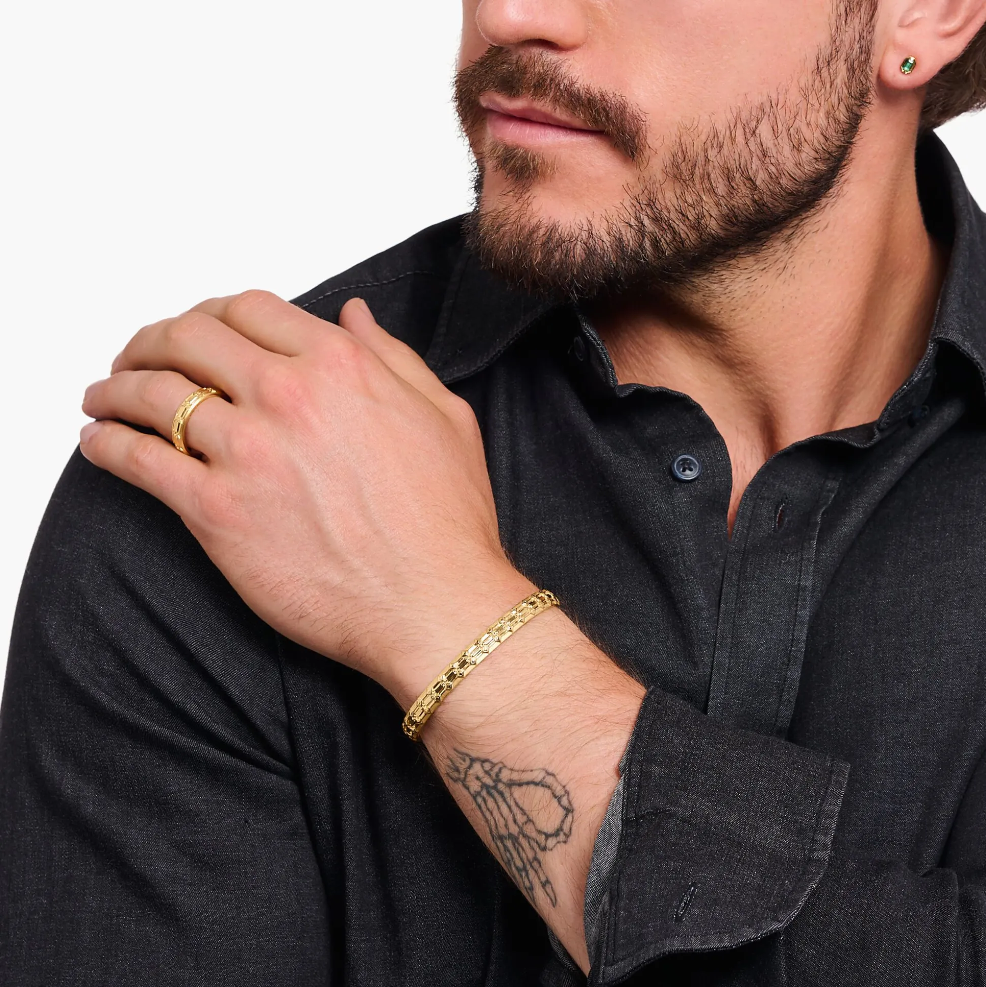 Best Armreif Krokodilpanzer breit vergoldet Damen Armreife|18K Vergoldung - 925 Silber