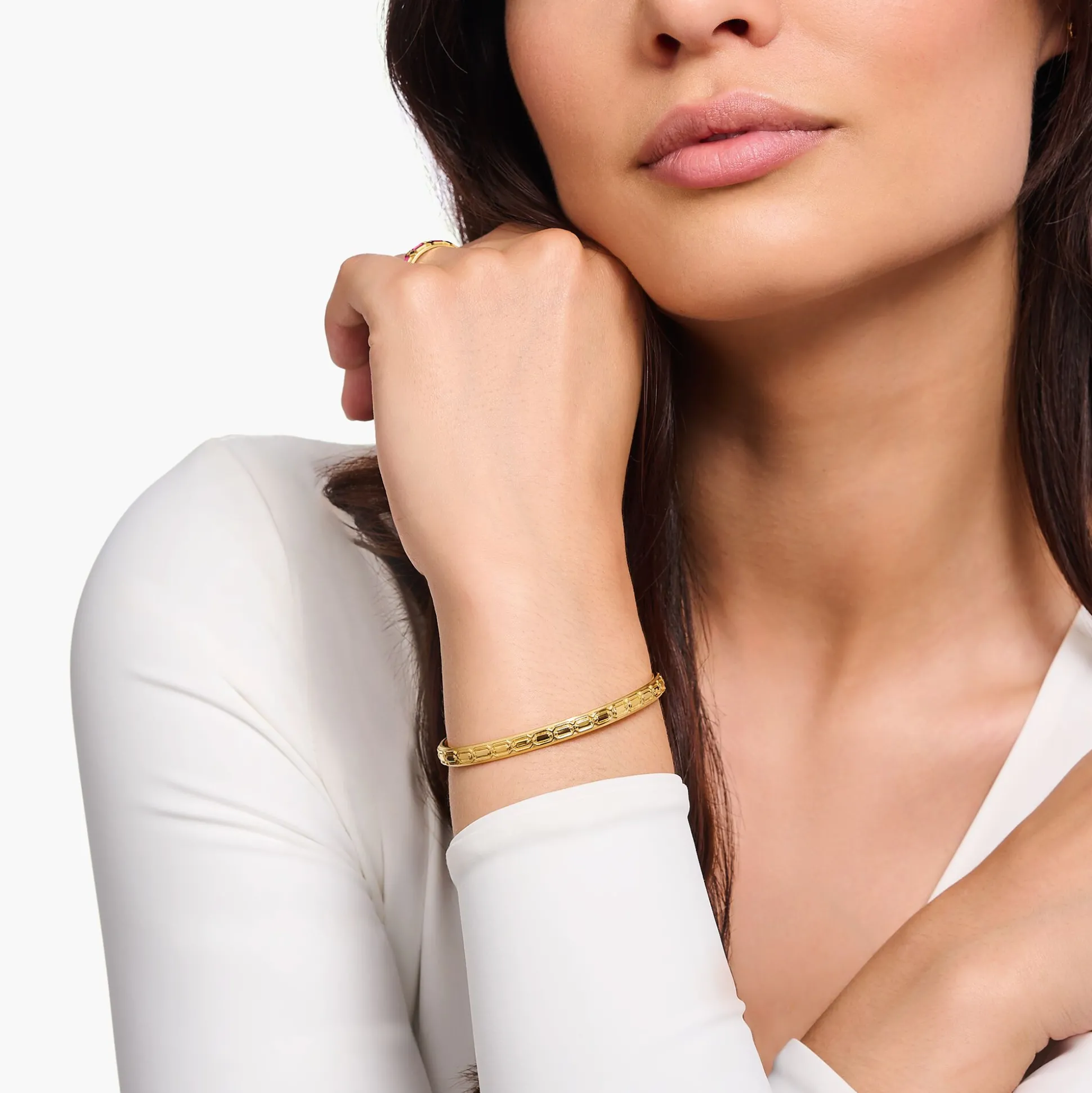 Fashion Armreif Krokodilpanzer schmal vergoldet Damen Armreife|18K Vergoldung - 925 Silber