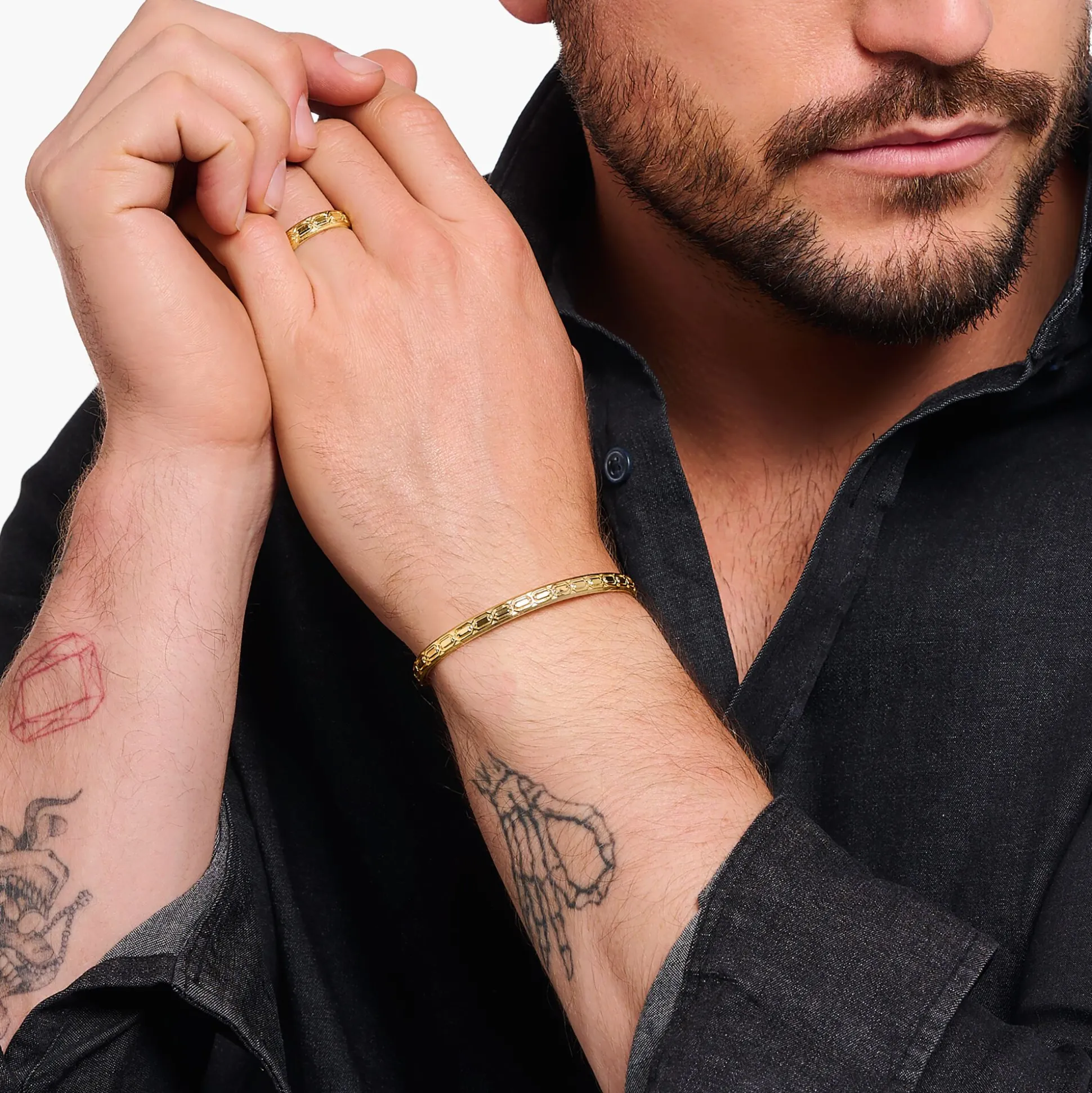 Fashion Armreif Krokodilpanzer schmal vergoldet Damen Armreife|18K Vergoldung - 925 Silber
