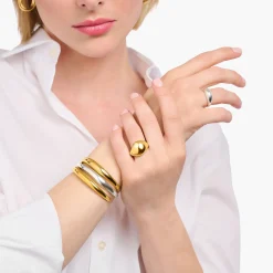 Outlet Armreif mit geschwungener Form vergoldet Damen Armreife|18K Vergoldung - 925 Silber