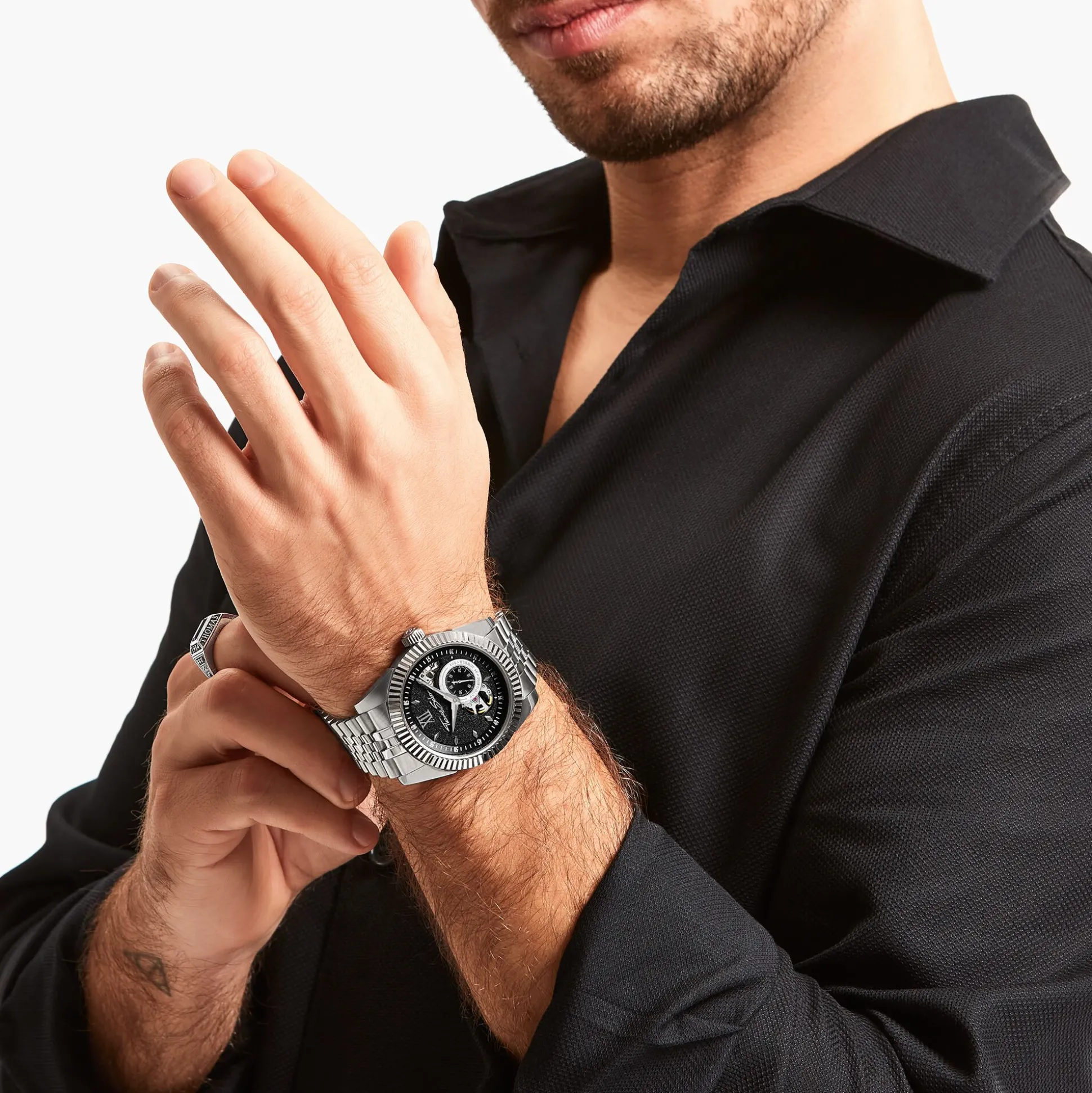 Best Sale Automatikuhr mit 41 mm und schwarzem Zifferblatt silberfarben Herren Uhren|Uhren