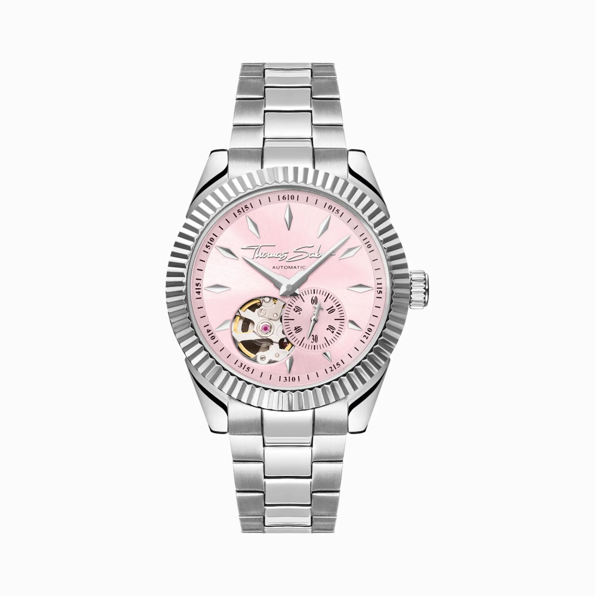 Online Automatikuhr mit 36 mm und Zifferblatt in Rebel Pink silberfarben Damen Uhren|Damenuhren