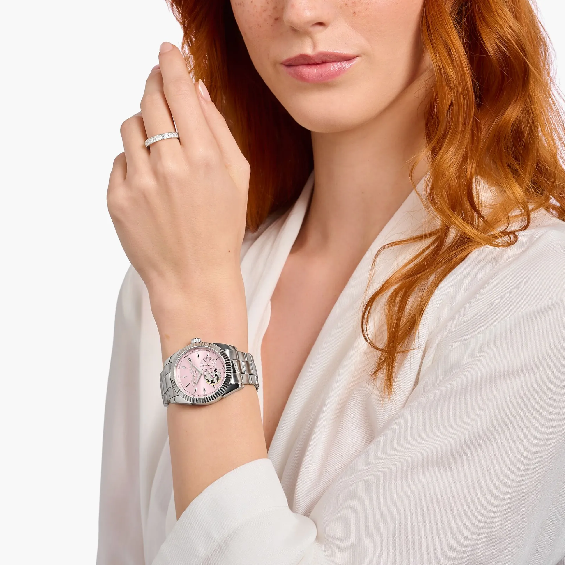Online Automatikuhr mit 36 mm und Zifferblatt in Rebel Pink silberfarben Damen Uhren|Damenuhren