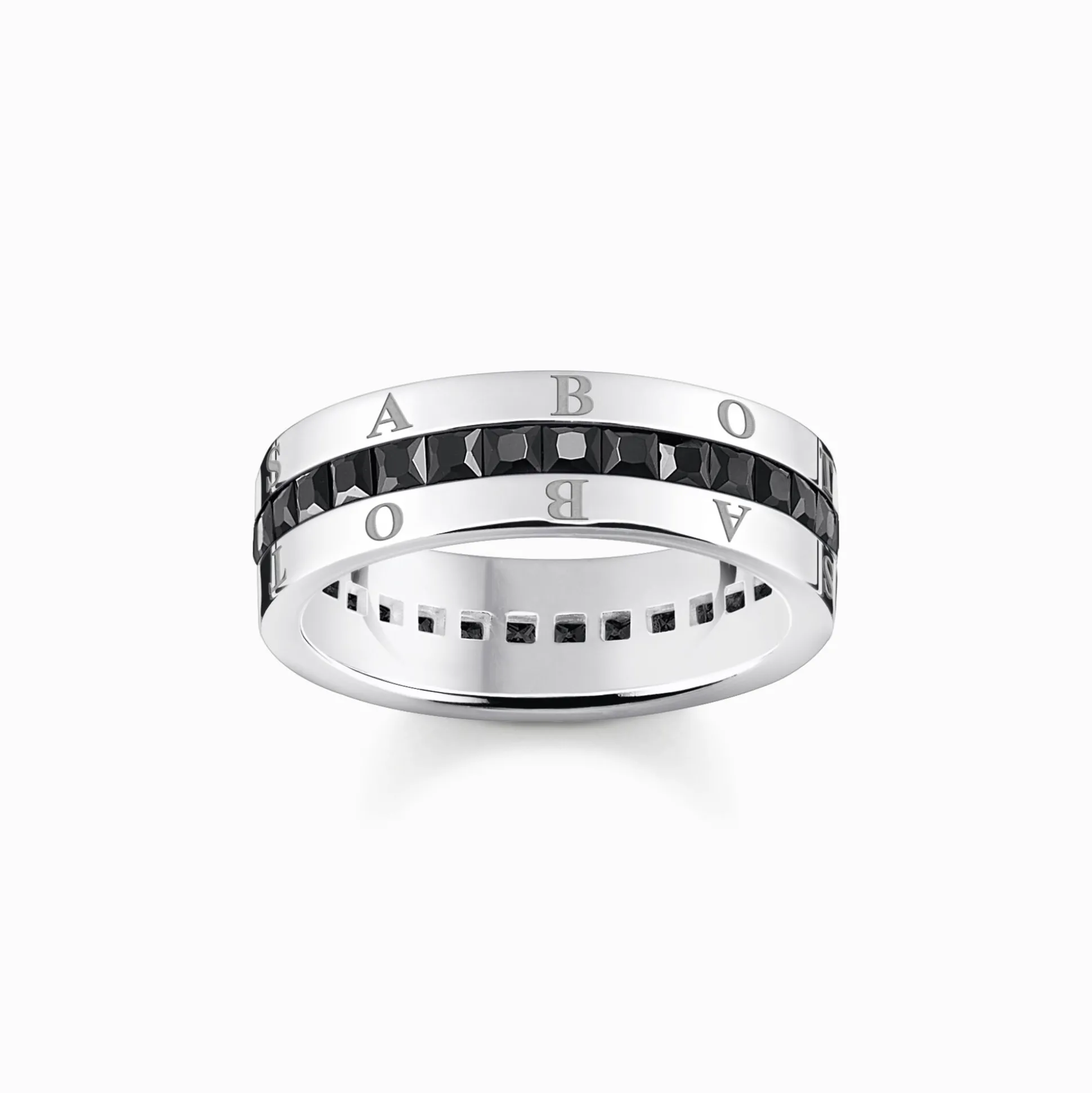 Outlet Bandring mit schwarzen Steinen Pavé Silber Damen Ringe