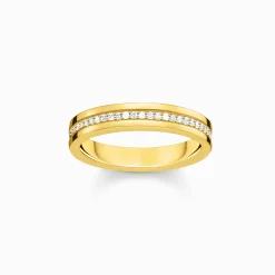 Sale Bandring mit weißen Steinen vergoldet Damen Ringe|18K Vergoldung - 925 Silber