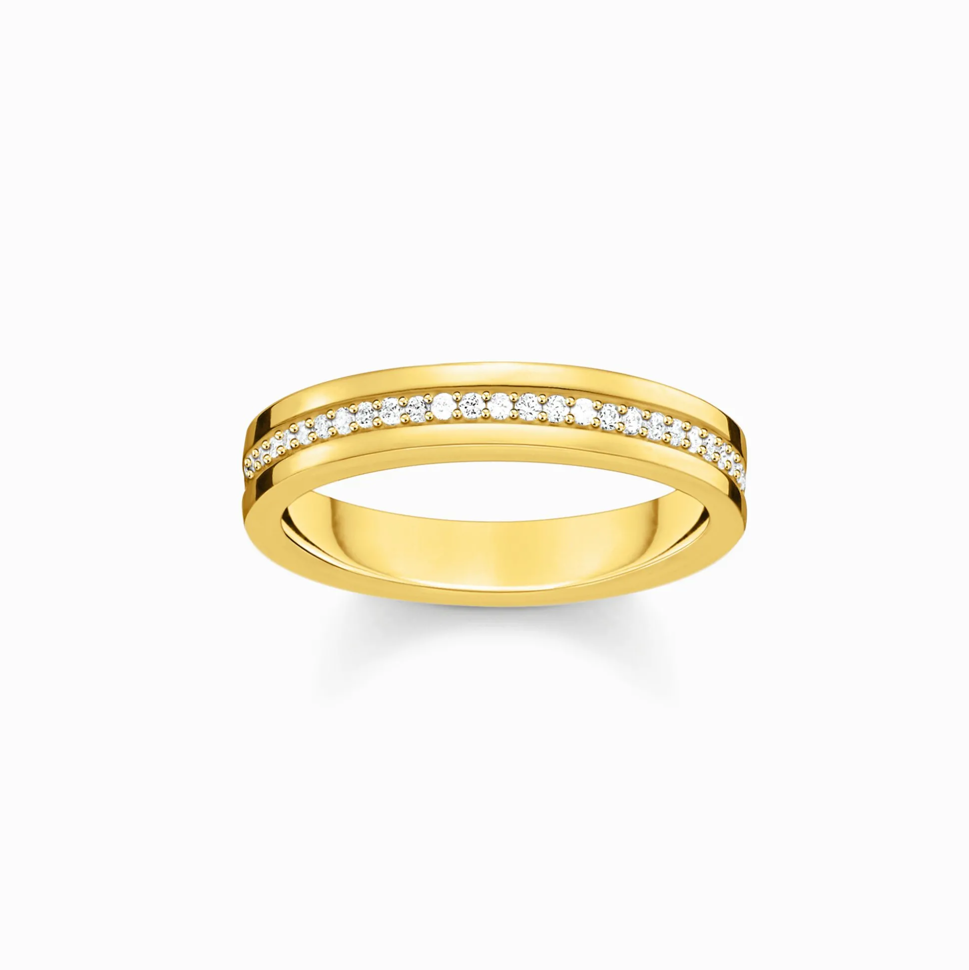 Sale Bandring mit weißen Steinen vergoldet Damen Ringe|18K Vergoldung - 925 Silber