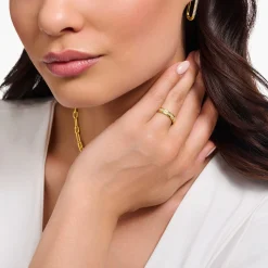 Sale Bandring mit weißen Steinen vergoldet Damen Ringe|18K Vergoldung - 925 Silber