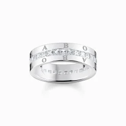 Flash Sale Bandring mit weißen Steinen Pavé Silber Damen Ringe