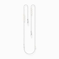 Flash Sale Brillenkette mit weißen imitierten Perlen silberfarben Damen Sonnenbrillen|Sonnenbrillen