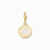 Best Charm mit weißem Coin vergoldet Damen 18K Vergoldung - 925 Silber