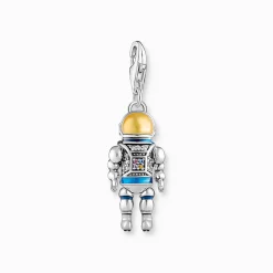 Store Charm-Anhänger Astronaut mit bunten Steinen Silber geschwärzt Damen Charms|Charms