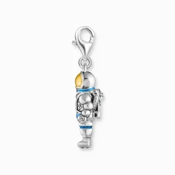 Store Charm-Anhänger Astronaut mit bunten Steinen Silber geschwärzt Damen Charms|Charms