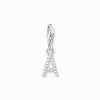 Outlet Charm-Anhänger Buchstabe A mit weißen Steinen Silber Damen Charms|Charms