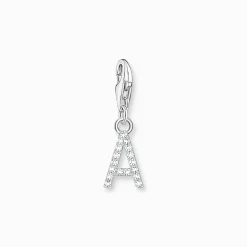Outlet Charm-Anhänger Buchstabe A mit weißen Steinen Silber Damen Charms|Charms