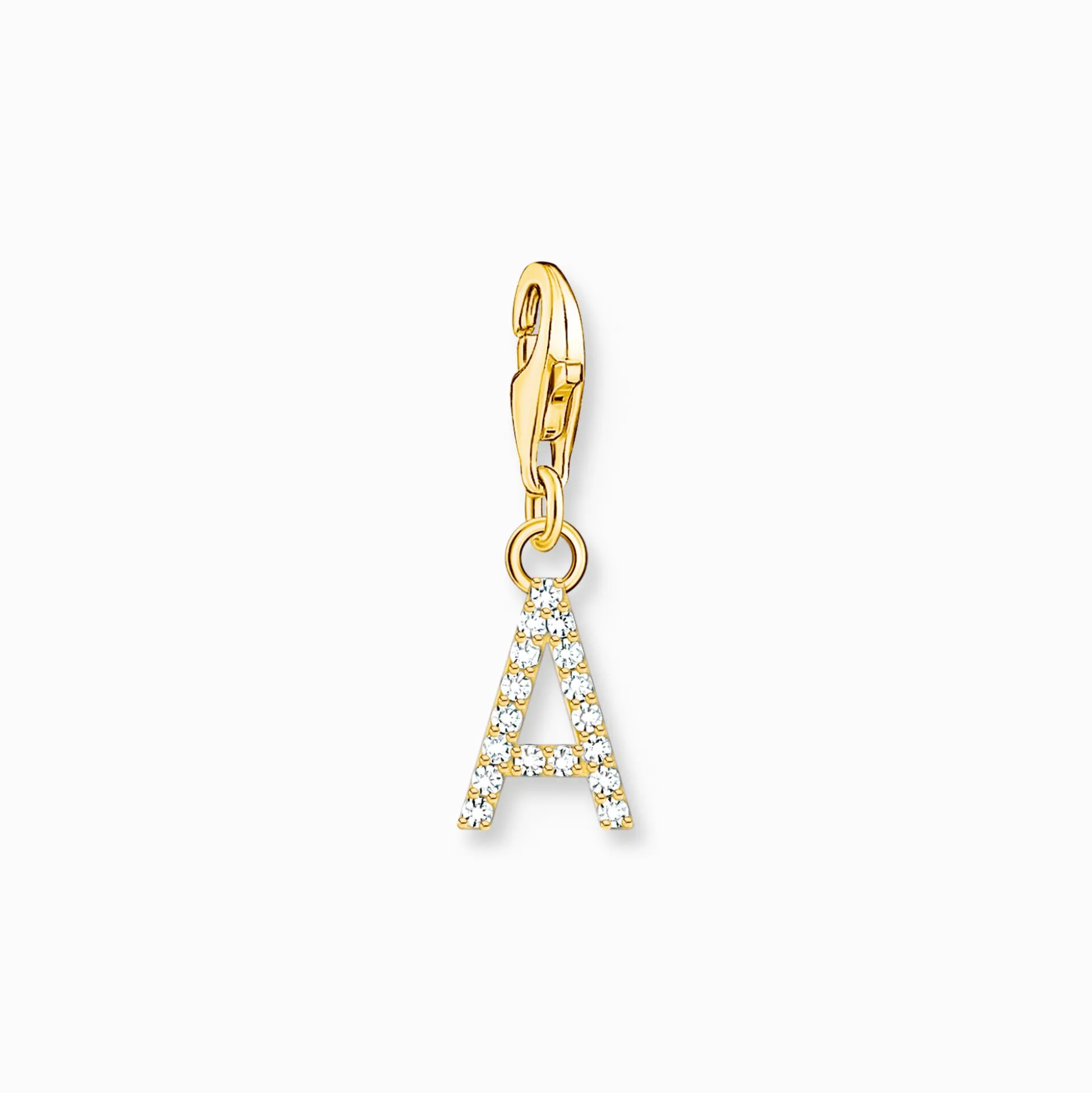 Best Charm-Anhänger Buchstabe A mit weißen Steinen vergoldet Damen Charms|Charms