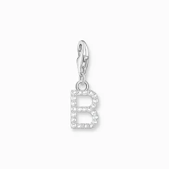 Cheap Charm-Anhänger Buchstabe B mit weißen Steinen Silber Damen Charms|Charms