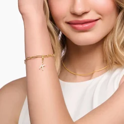 Best Charm-Anhänger Buchstabe B mit weißen Steinen vergoldet Damen Charms|Charms