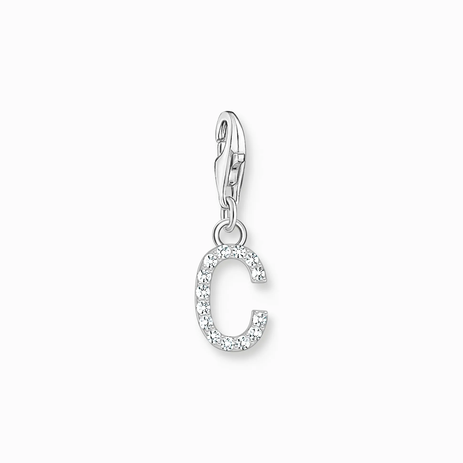 Best Sale Charm-Anhänger Buchstabe C mit weißen Steinen Silber Damen Charms|Charms
