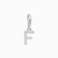 Sale Charm-Anhänger Buchstabe F mit weißen Steinen Silber Damen Charms|Charms