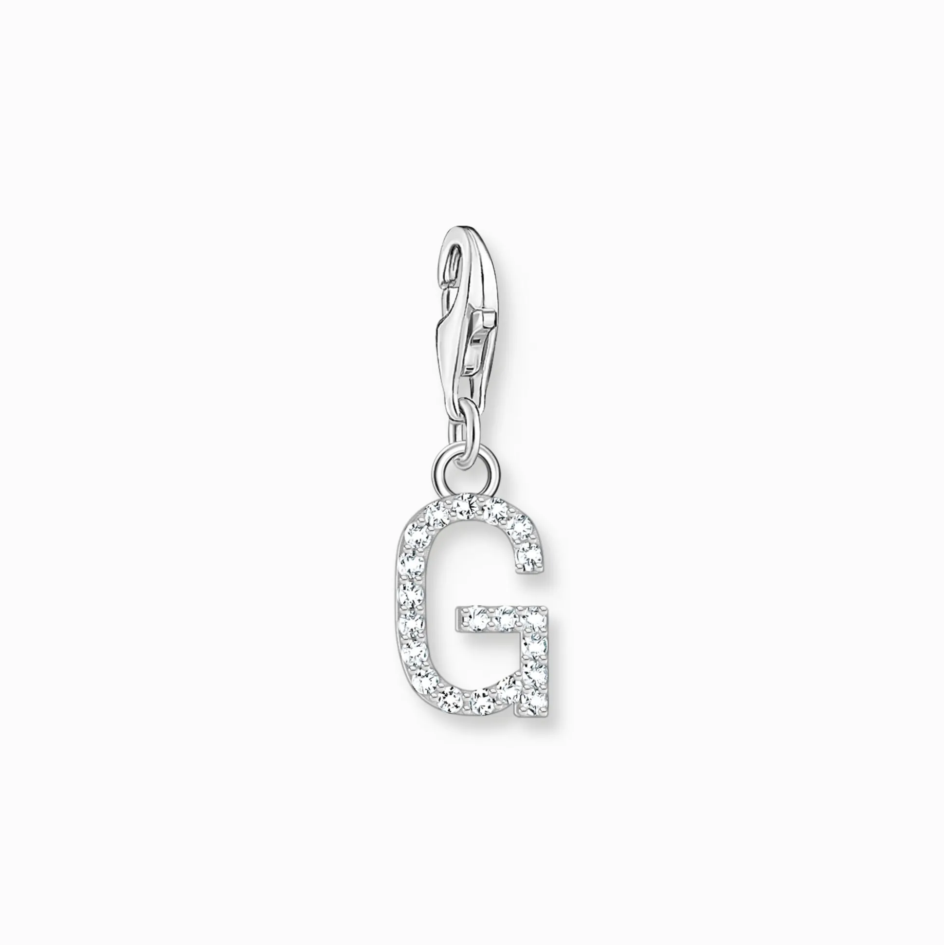 Clearance Charm-Anhänger Buchstabe G mit weißen Steinen Silber Damen Charms|Charms