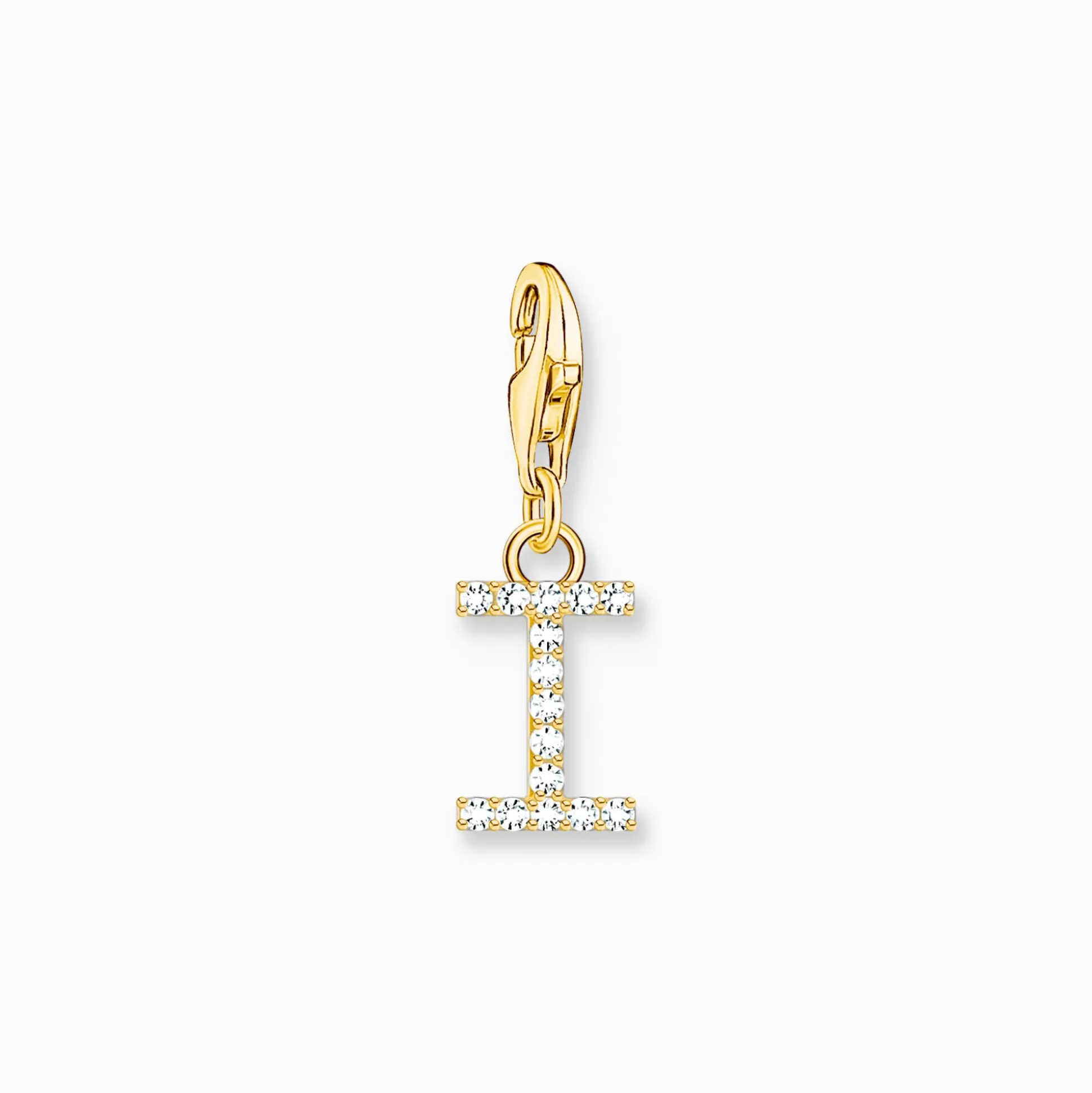 Flash Sale Charm-Anhänger Buchstabe I mit weißen Steinen vergoldet Damen 18K Vergoldung - 925 Silber