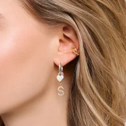 Cheap Charm-Anhänger Buchstabe S mit weißen Steinen vergoldet Damen 18K Vergoldung - 925 Silber