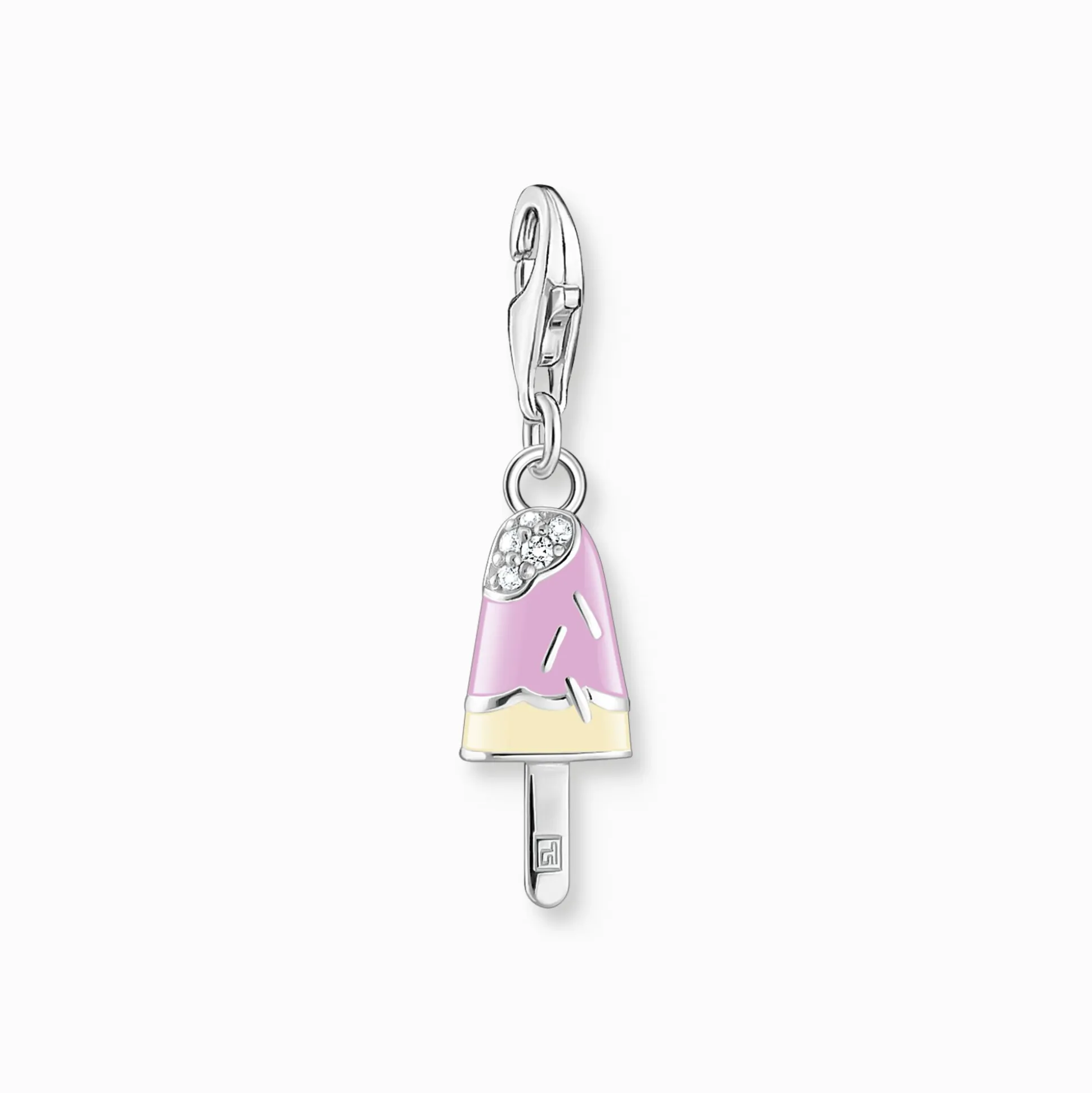 Best Sale Charm-Anhänger buntes Eis am Stiel mit weißen Steinen Silber Damen Charms|Charms
