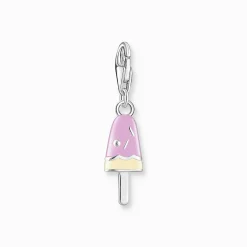 Best Sale Charm-Anhänger buntes Eis am Stiel mit weißen Steinen Silber Damen Charms|Charms