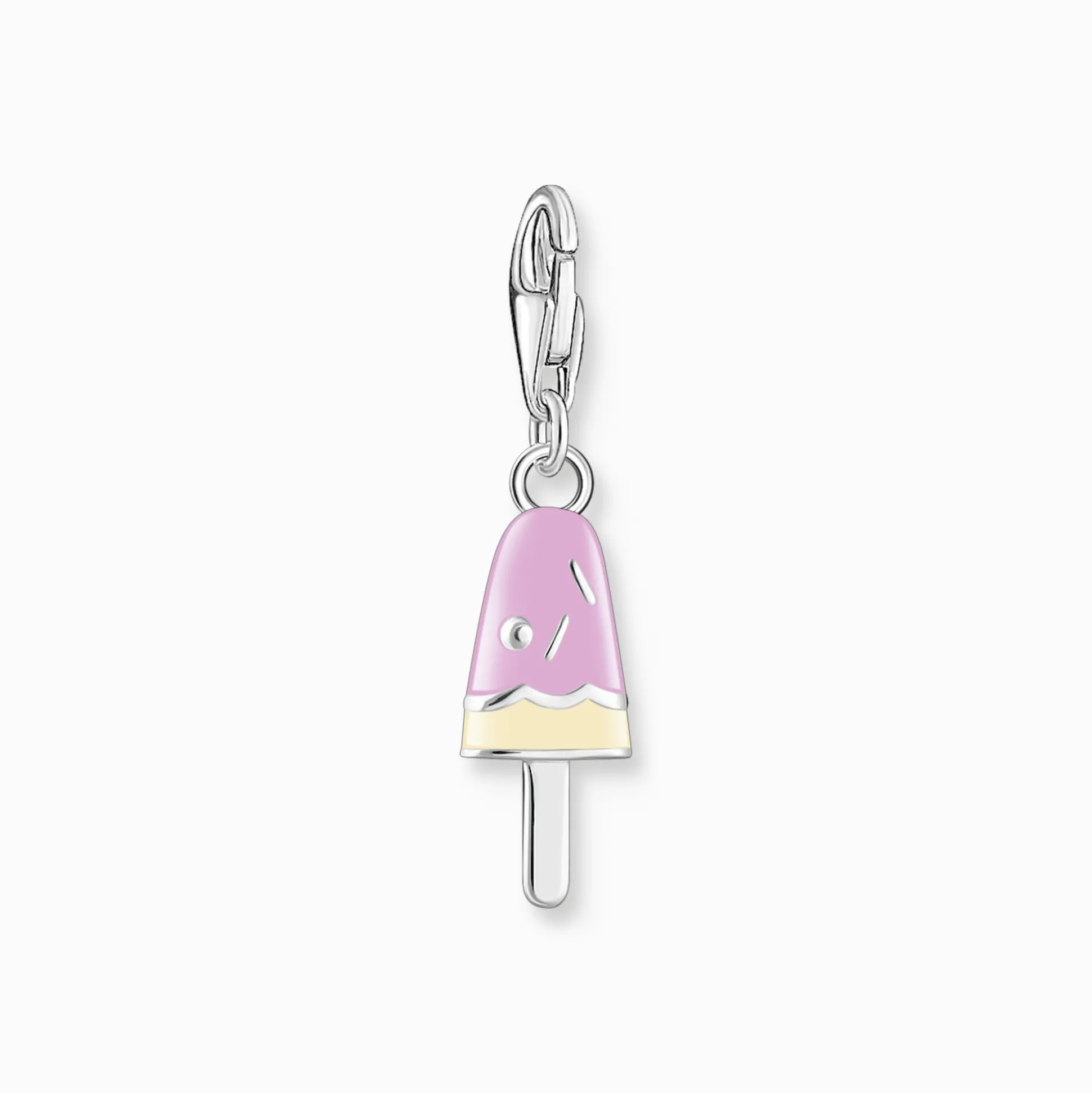 Best Sale Charm-Anhänger buntes Eis am Stiel mit weißen Steinen Silber Damen Charms|Charms