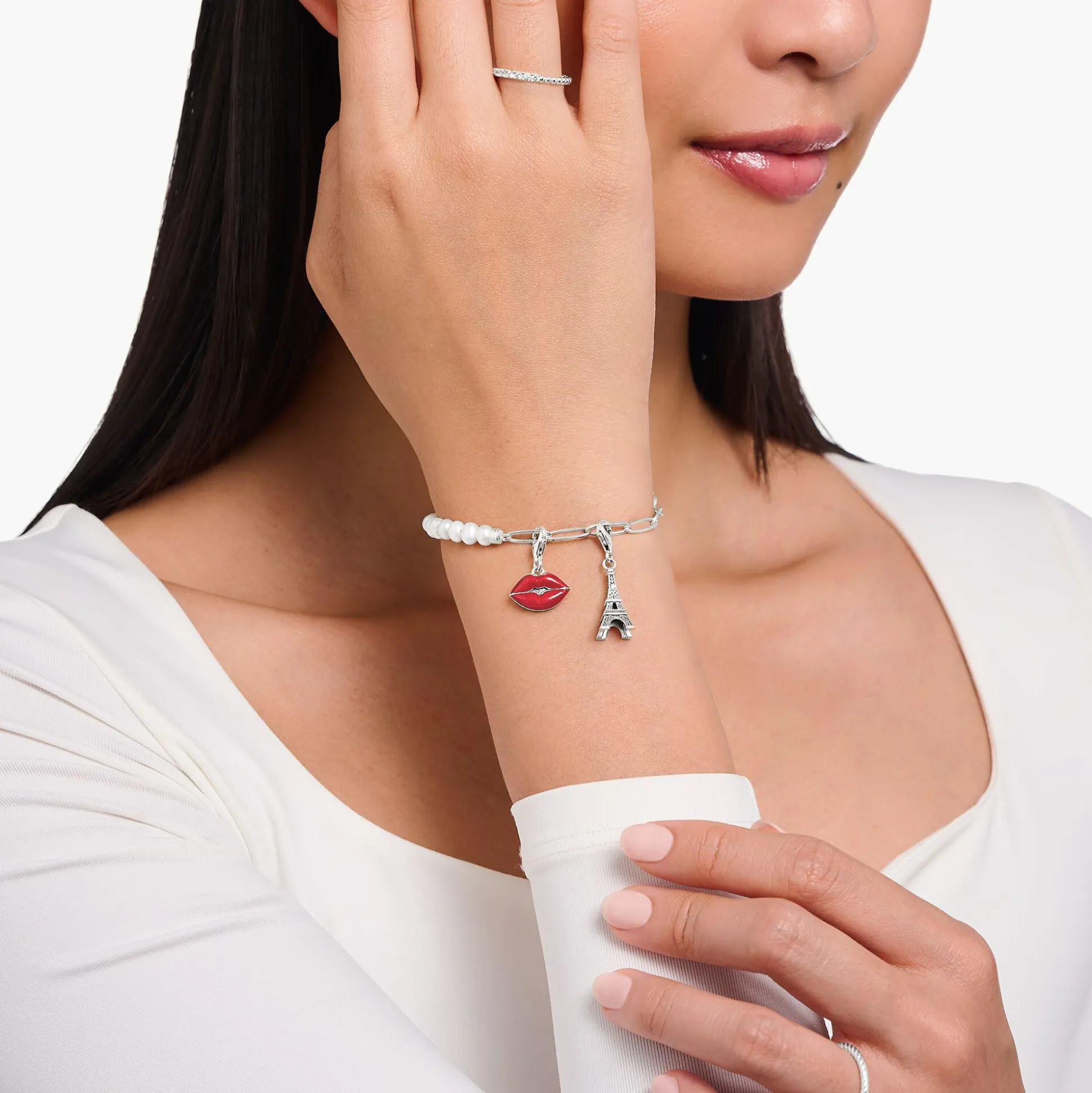 Best Sale Charm-Anhänger Eiffelturm mit weißem Zirkonia Silber Damen Charms|Charms