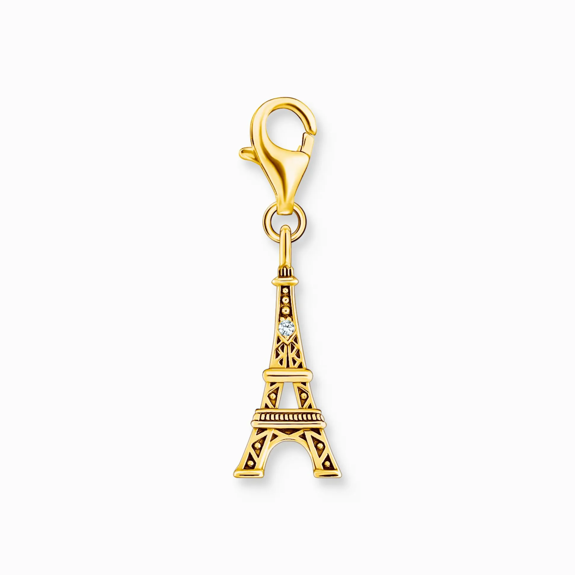 Best Sale Charm-Anhänger Eiffelturm mit weißem Zirkonia vergoldet Damen Charms|Charms