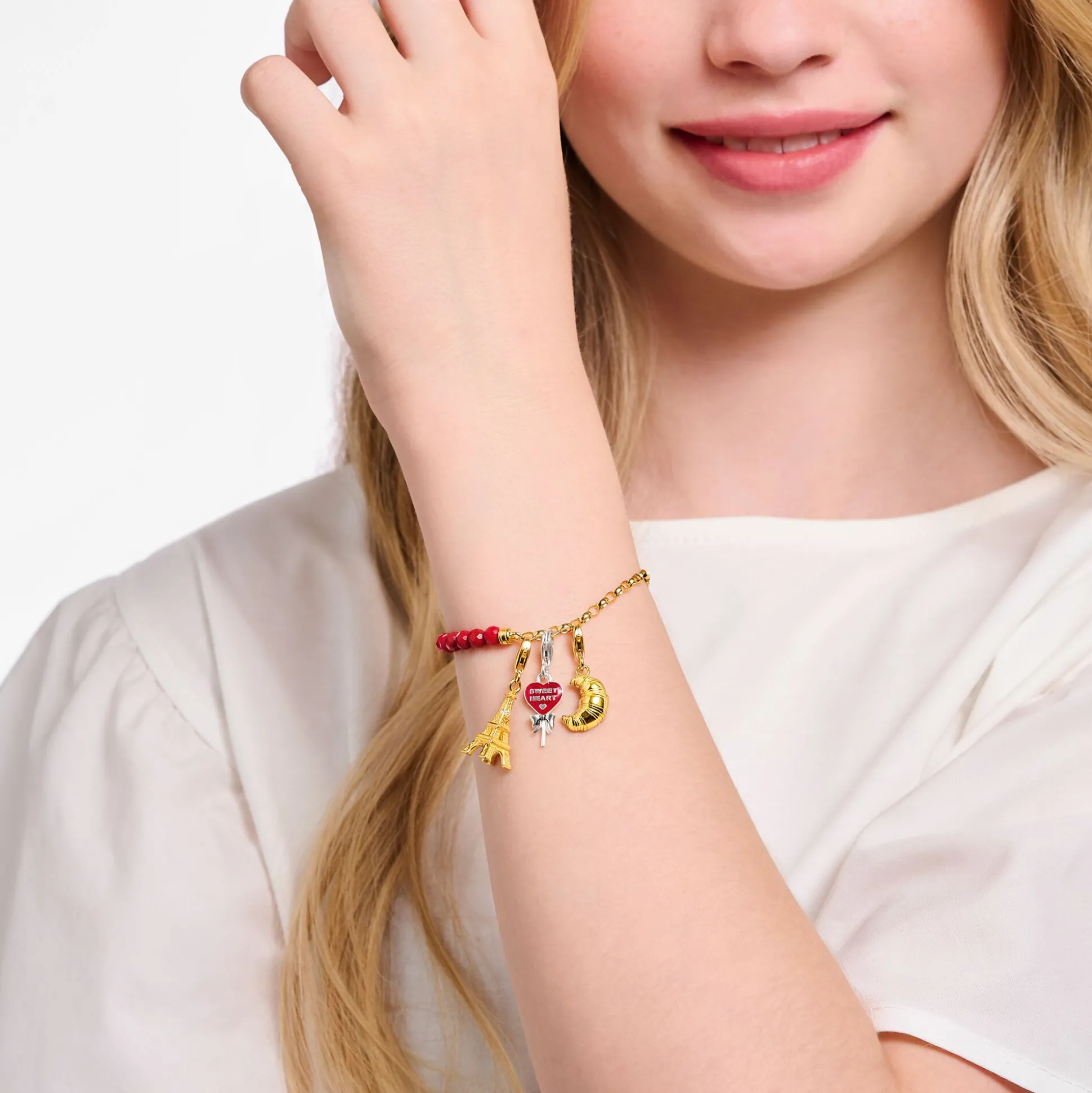 Best Sale Charm-Anhänger Eiffelturm mit weißem Zirkonia vergoldet Damen Charms|Charms