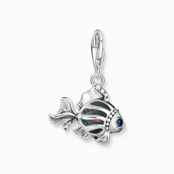 Cheap Charm-Anhänger Fisch mit blauen Steinen silber Damen Charms|Charms