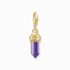 Sale Charm-Anhänger Hexagon mit imitiertem Amethyst vergoldet Damen Charms|Charms