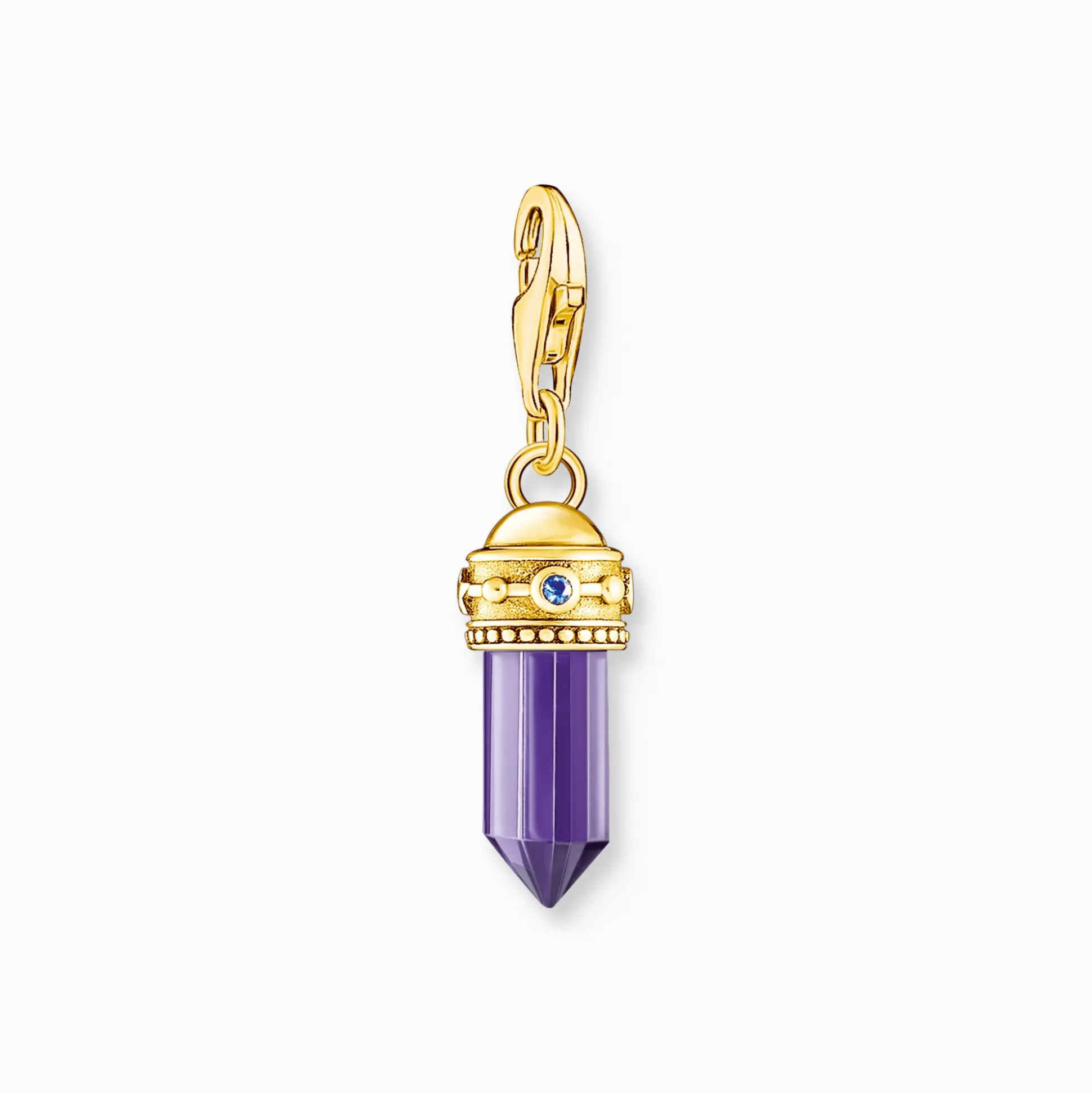 Sale Charm-Anhänger Hexagon mit imitiertem Amethyst vergoldet Damen Charms|Charms