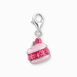 Discount Charm-Anhänger Himbeer-Macaron pink Silber Damen Charms|Charms
