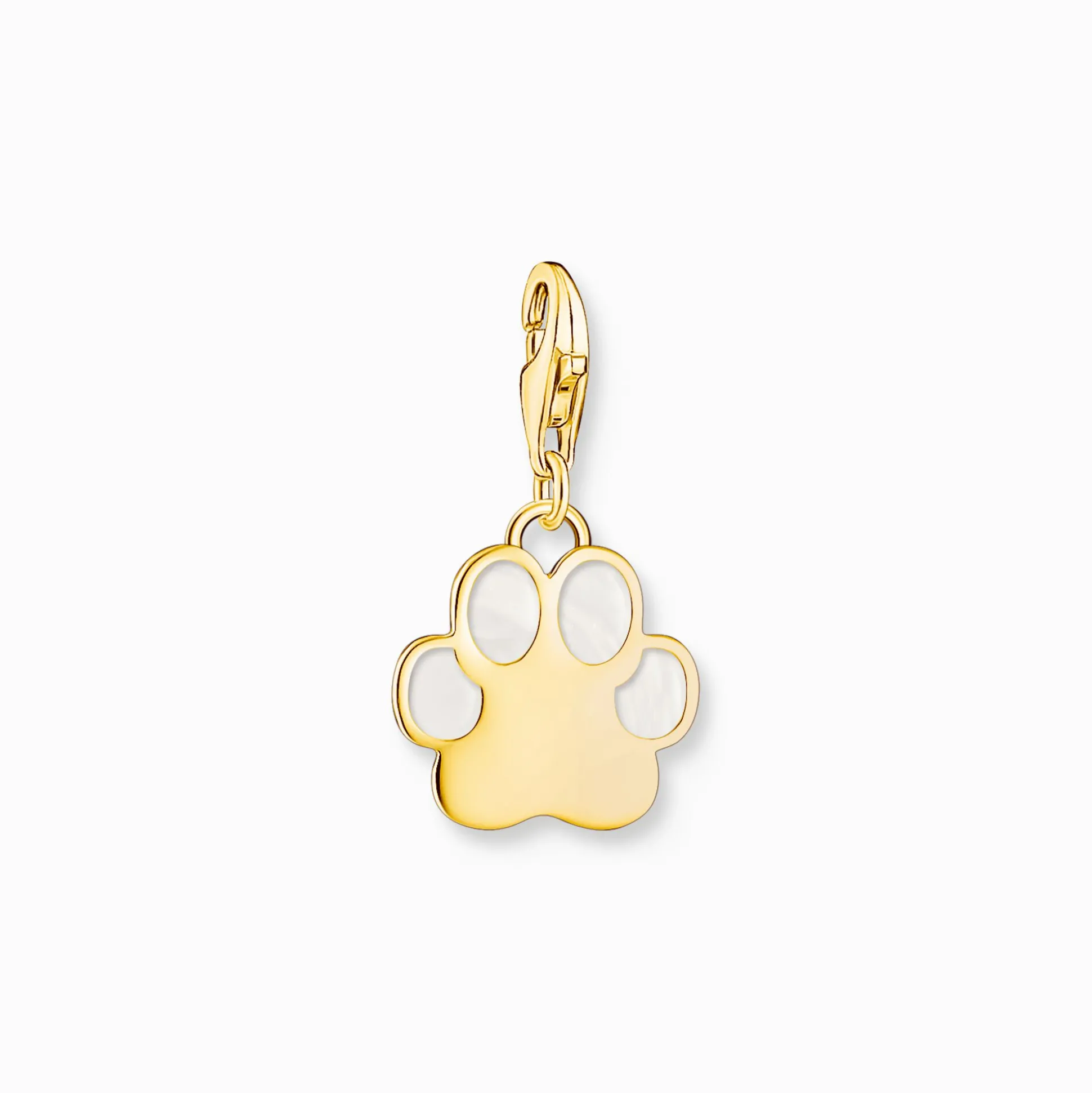 Discount Charm-Anhänger Hundepfote mit weißer Kaltemaille vergoldet Damen Charms|Charms