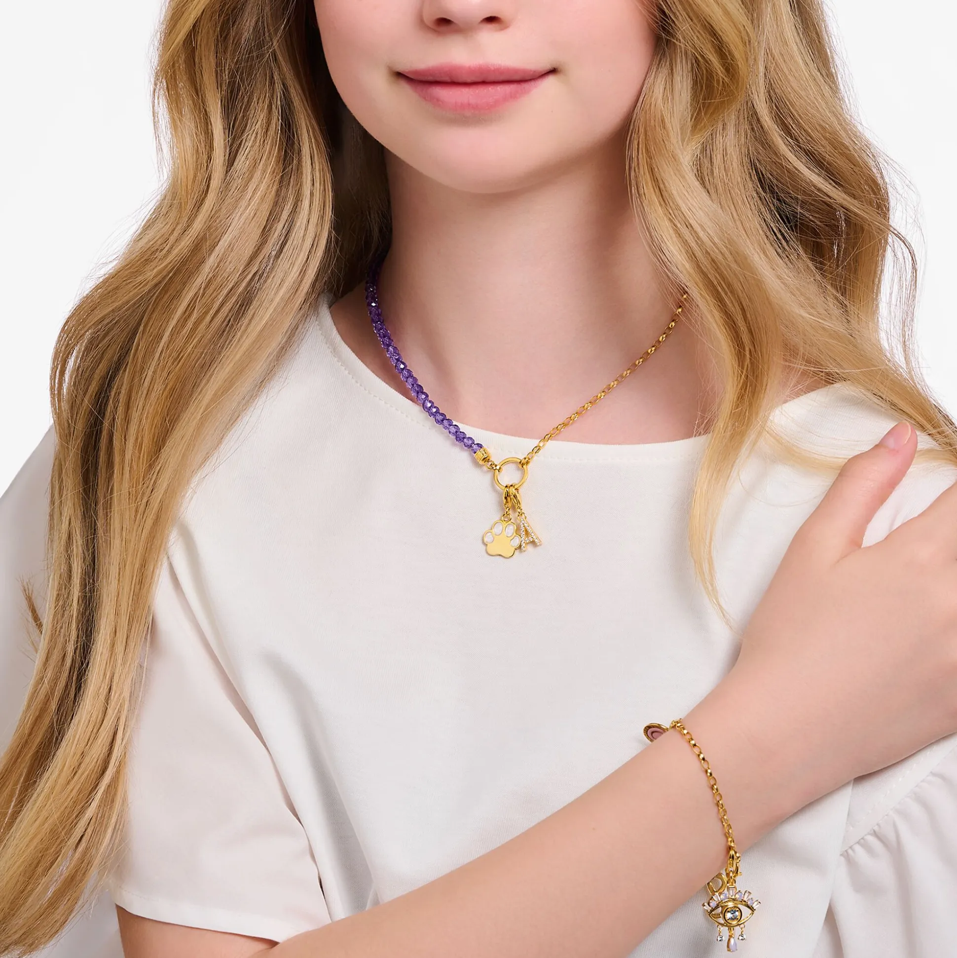Discount Charm-Anhänger Hundepfote mit weißer Kaltemaille vergoldet Damen Charms|Charms