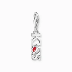 Outlet Charm-Anhänger KISS mit weißen Steinen Silber Damen Charms|Charms