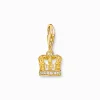 Best Sale Charm-Anhänger LONDON Krone mit weißen Steinen vergoldet Damen Charms|Charms