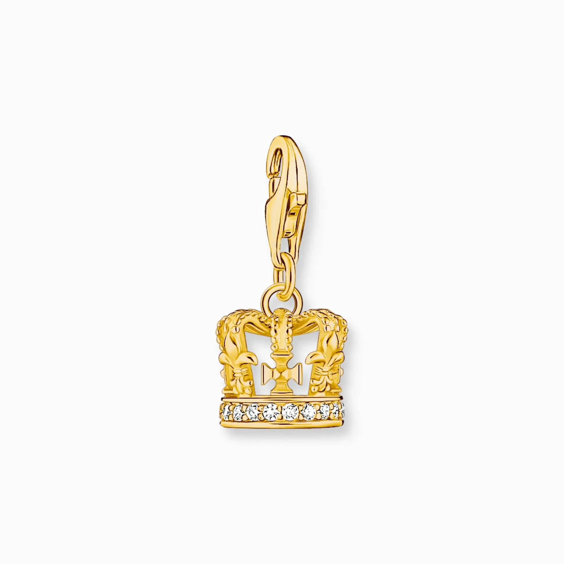 Best Sale Charm-Anhänger LONDON Krone mit weißen Steinen vergoldet Damen Charms|Charms
