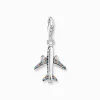 New Charm-Anhänger mit buntem Flugzeug Silber Damen Charms|Charms