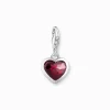 Shop Charm-Anhänger mit rotem Stein im Herzschliff Silber Damen Charms|Charms