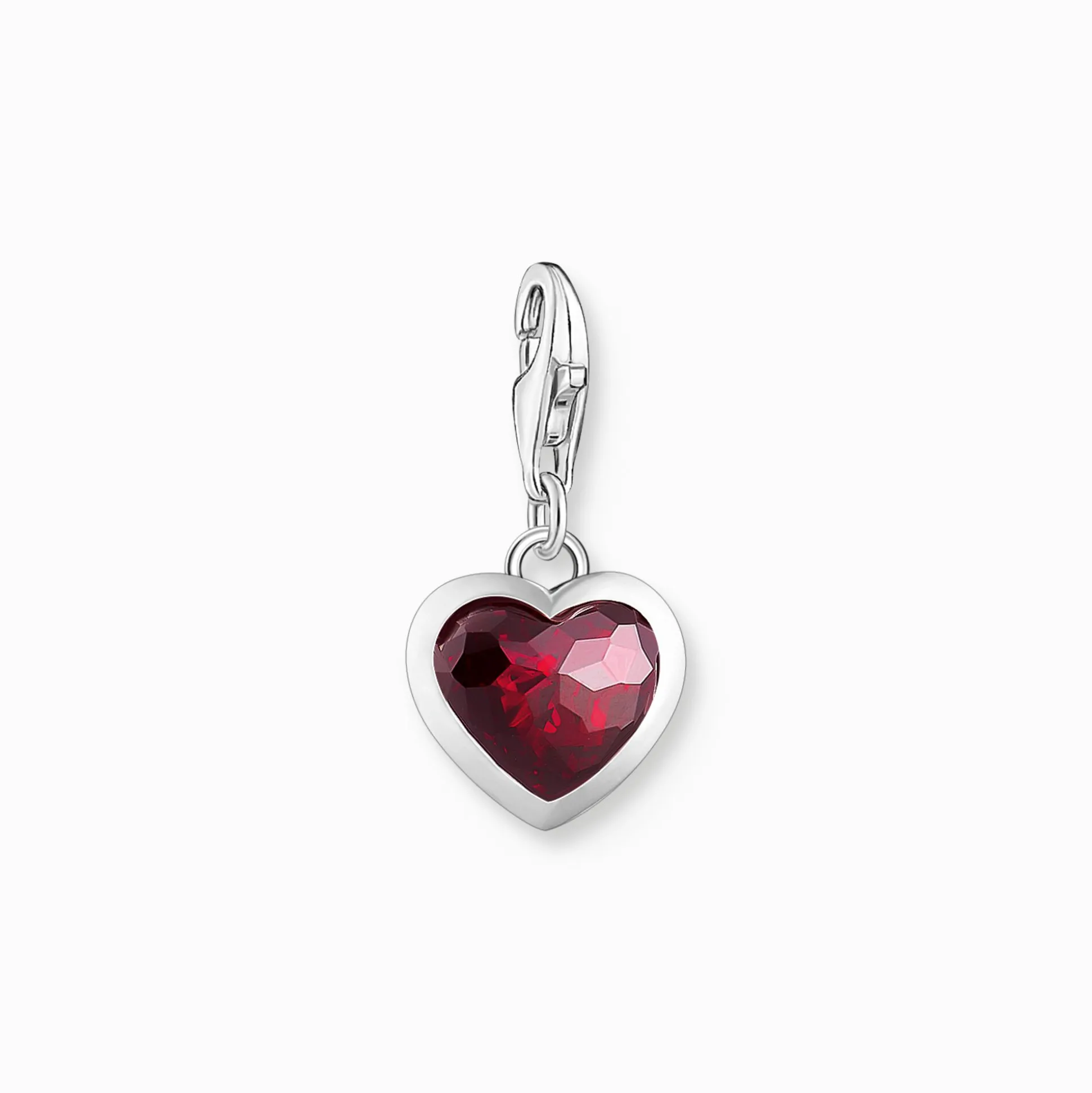 Shop Charm-Anhänger mit rotem Stein im Herzschliff Silber Damen Charms|Charms