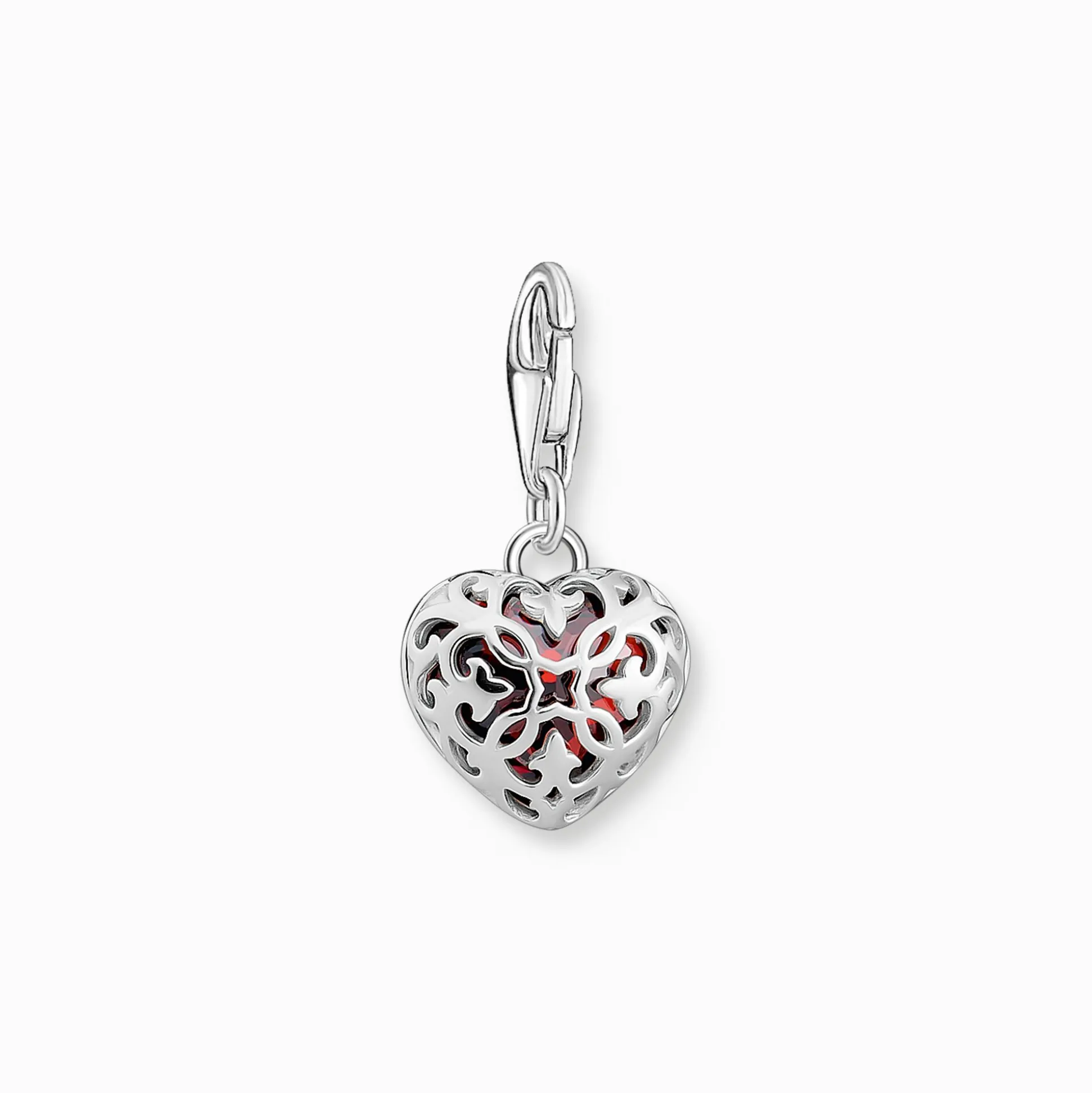 Shop Charm-Anhänger mit rotem Stein im Herzschliff Silber Damen Charms|Charms